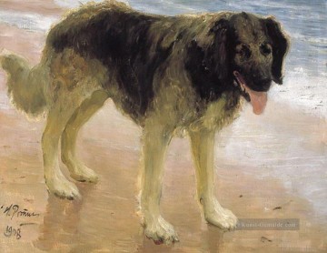 Mann bester Freund Hund 1908 Ilya Repin Ölgemälde